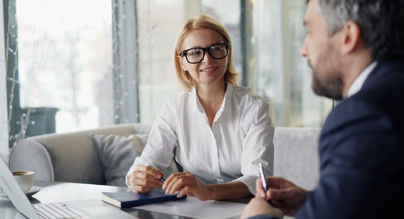 Client and lawyer talking