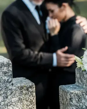 loved ones at a funeral