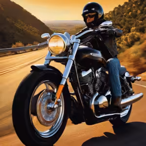 motorcyclist wearing a helmet