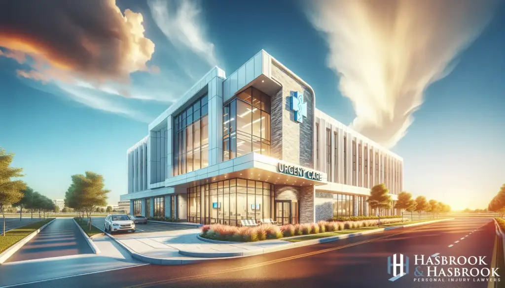 An exterior view of an urgent care clinic in Oklahoma City, with clear signage and an inviting entrance, set against a bright, sunny day