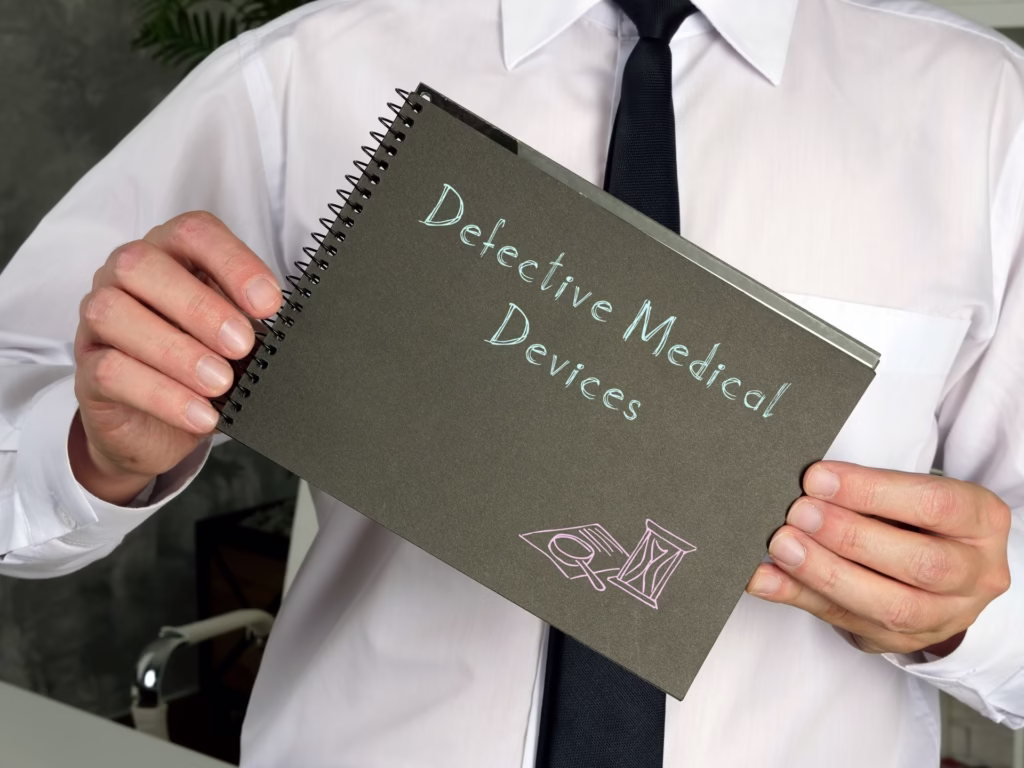 Defective Medical Device Claims: A Step-By-Step Legal Guide 1 Attorney holding a binder labeled "Defective Medical Devices"