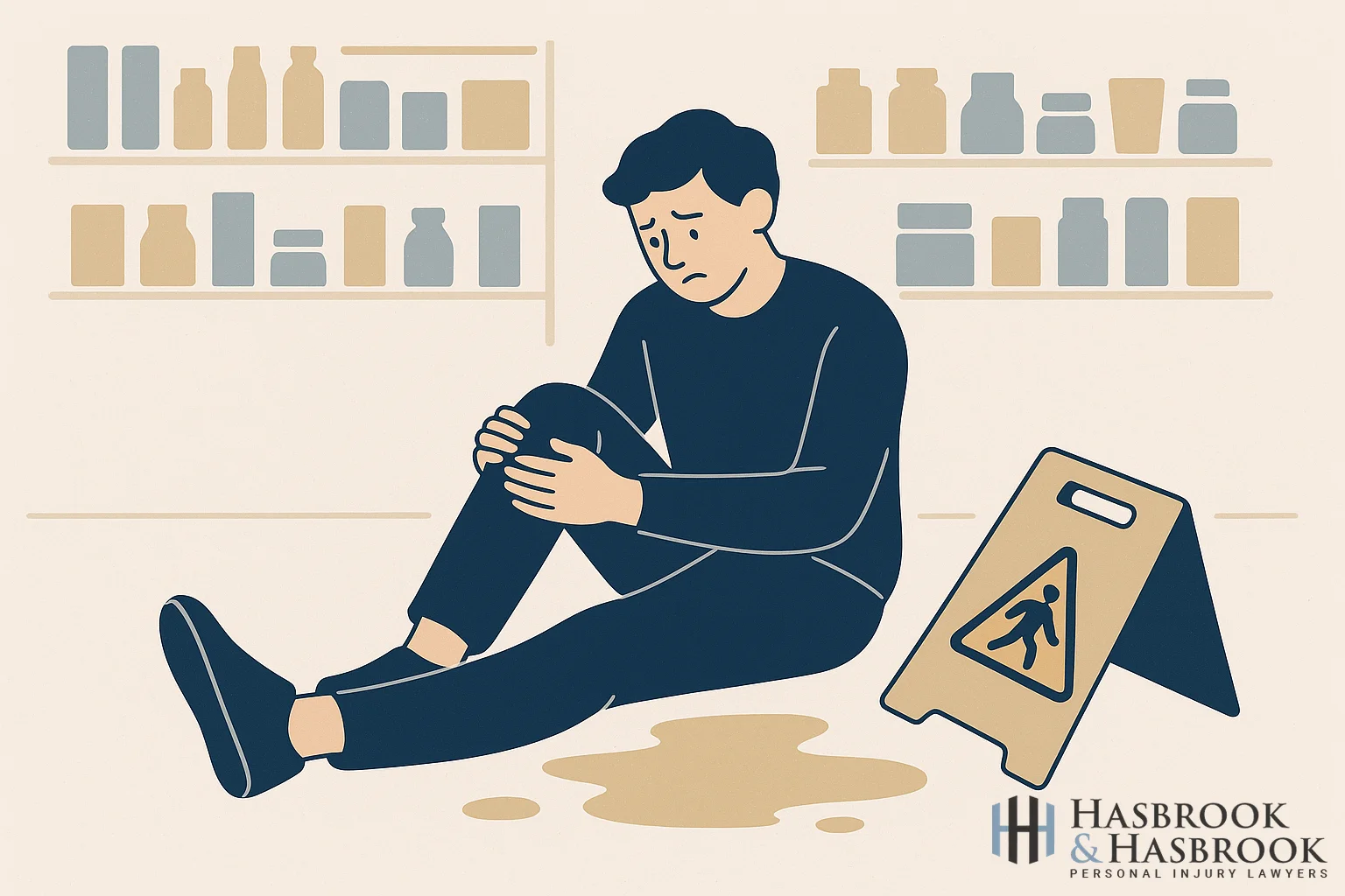 Person injured after slipping on wet floor in store