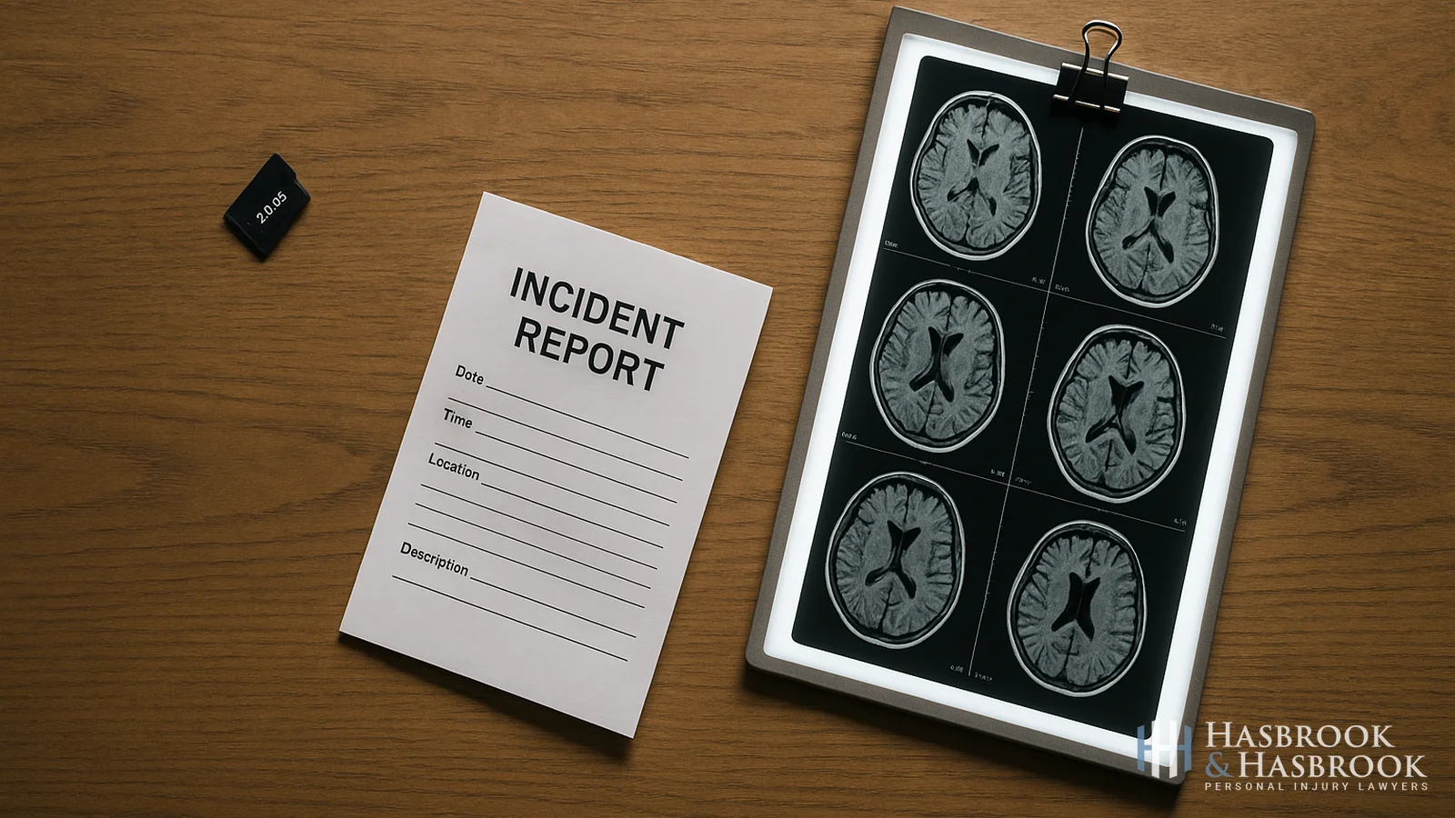 Dashcam SD card incident report and brain MRI evidence objects