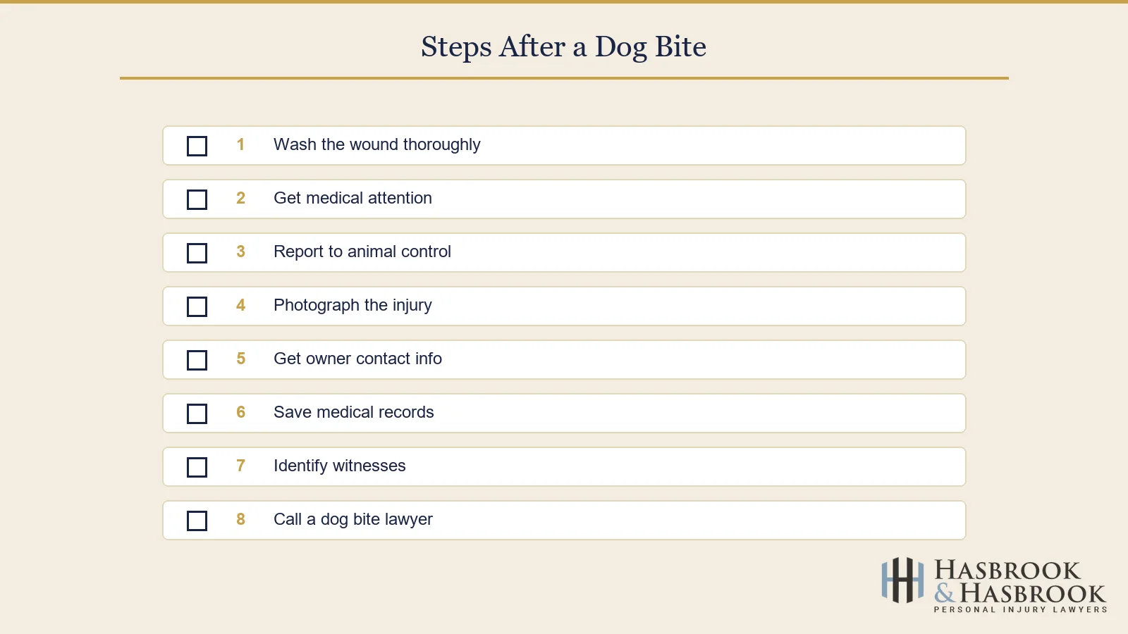 Steps after a dog bite checklist