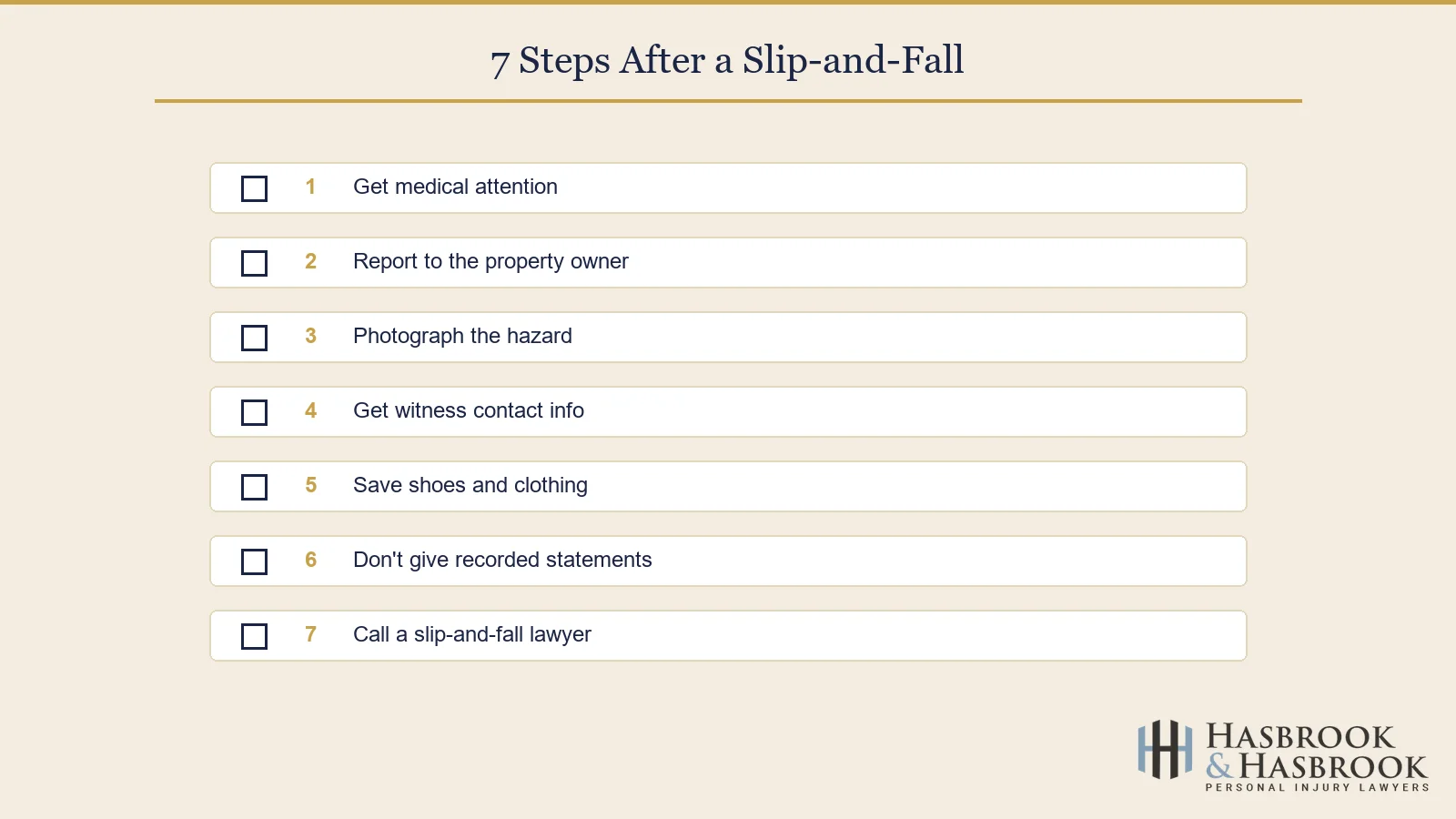 Seven steps after a slip-and-fall checklist