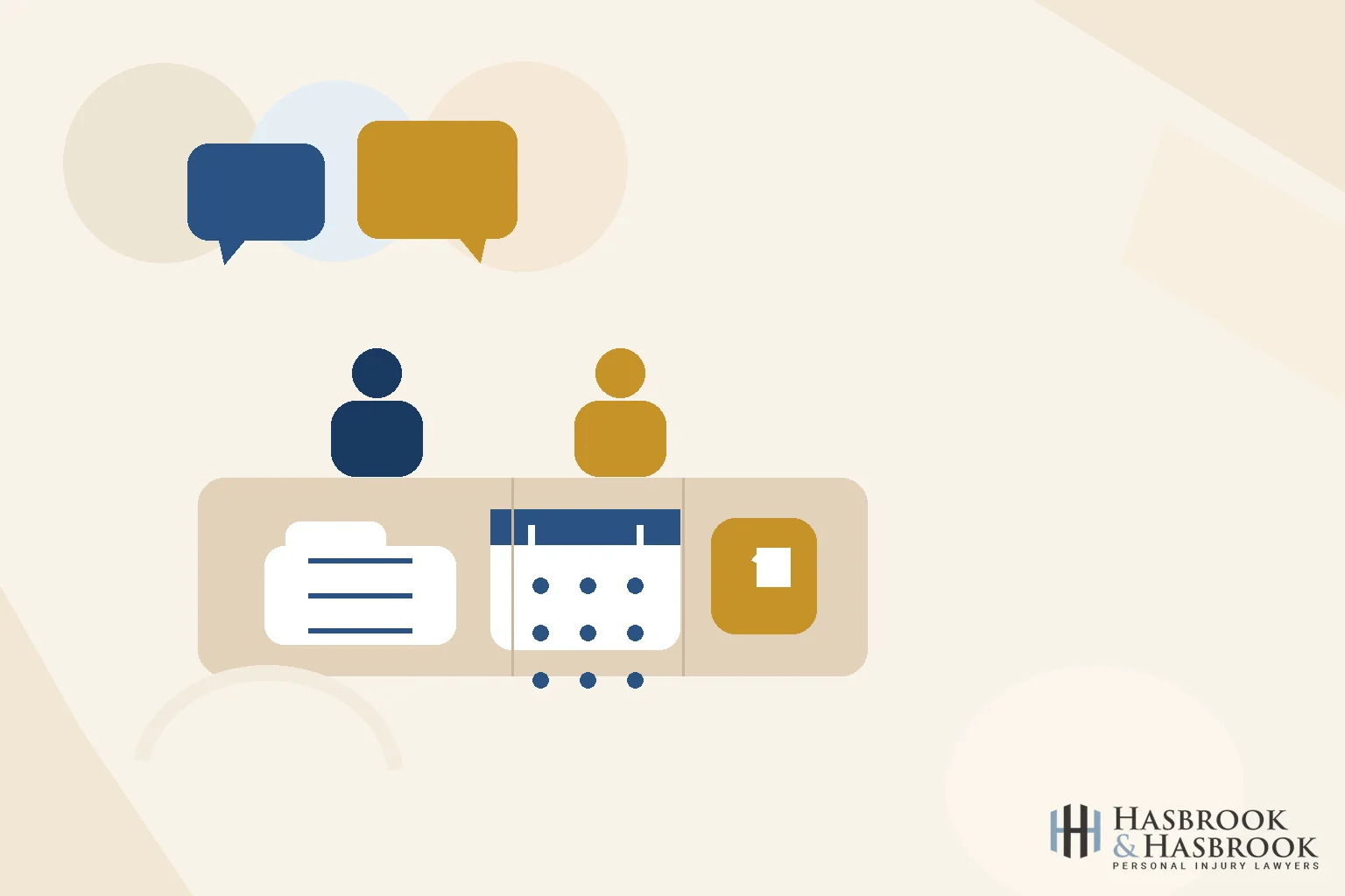 Consultation illustration with parent case documents and attorney meeting tools