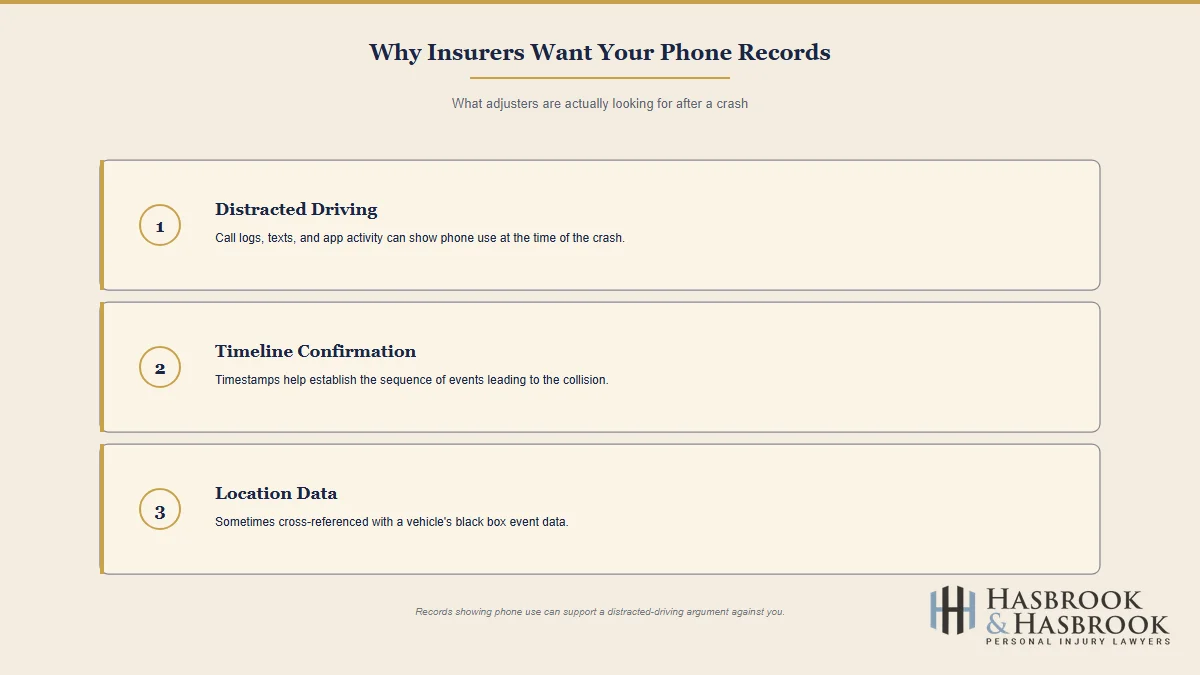 Three reasons insurance adjusters request phone records after a car accident